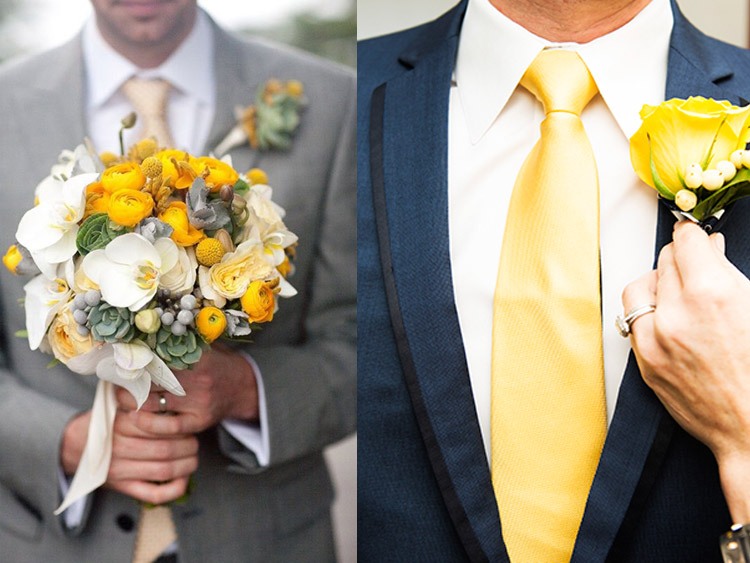 Образ жениха на свадьбе в желто-горчичном цвете